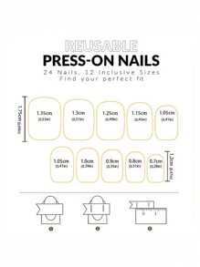 24pcs Short Square Nail Tips In Brown With Rhinestone And Glitter Design, With 1pc Jelly Gel And 1pc Nail File, Suitable For Women's Nail Decoration Art In Autumn And Winter - Multicolor - View 4