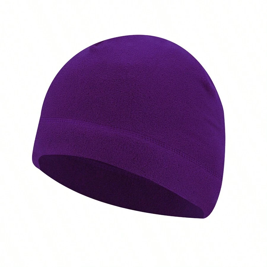 1pc/Pack Autumn And Winter Outdoor Fleece Hats For Men And Women, Sports Cold-Proof, Windproof And Warm Mountaineering, Cycling, Skiing And Running Hats - Purple - View 1
