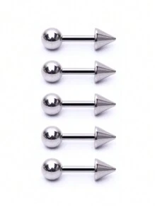 5入組朋克風格不鏽鋼尖針環耳針,螺旋耳朵穿孔,反向螺旋耳穿的邪惡耳針 - 銀色 - 查看 8