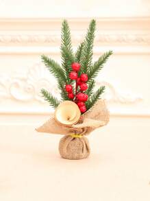 1pc Miniature Potted Red Fruited Tree For Tabletop, Window Display, Festival Scene Indoor Decoration - Multicolor - View 4