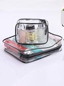 1 túi đựng đồ vệ sinh cá nhân trong suốt, túi đựng đồ trang điểm, túi xách, túi du lịch, túi đựng đồ, phong cách Boho - màu đen - Xem 7