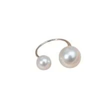 1pc New Baroque Big And Small Pearl Design Adjustable Open Ring For Women, Fashion Jewelry - White - View 5