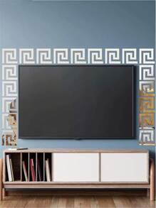 1套10入腰線鏡面效果及壓克力裝飾性牆貼,水晶3d鏡面馬賽克,適用於背景牆點綴裝飾 - 銀色 - 查看 1