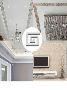 1套10入腰線鏡面效果及壓克力裝飾性牆貼,水晶3d鏡面馬賽克,適用於背景牆點綴裝飾 - 銀色 - 查看 2