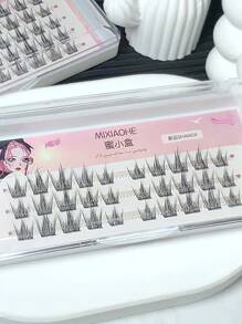 30 簇自然柔軟十字翼超細黑莖假睫毛適合日常和通勤,可重複使用,便攜式,易於塗抹 - 黑色 - 查看 3