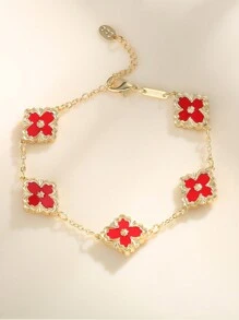 1只雙面雕花時尚鏈條派對手鍊女款 - 鏤空雕花紅色 - 查看 12