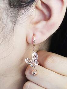 1pc Fashionable Butterfly & Clover & Beaded Dangle Earrings Suitable For Women's Daily Wear - Rose Gold - View 3