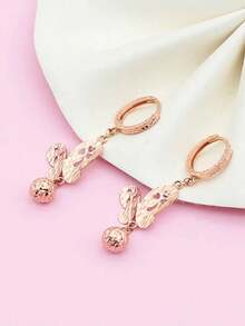 1pc Fashionable Butterfly & Clover & Beaded Dangle Earrings Suitable For Women's Daily Wear - Rose Gold - View 2