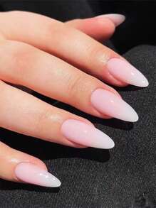 24入組中號杏仁色漸變簡約冬季全覆蓋假指甲，1入組指甲修護文件和1片膠帶式貼指甲，適用於女性和女孩美甲用品，瞬間升級你的外觀 - 彩色 - 查看 1