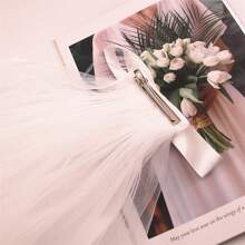 1pc Short Simple Wedding Veil Tulle Two Layer With Comb White Bridal Veil For Bride For Marriage Wedding Accessories Photo Dressing Up Elegant Halloween - White - View 5