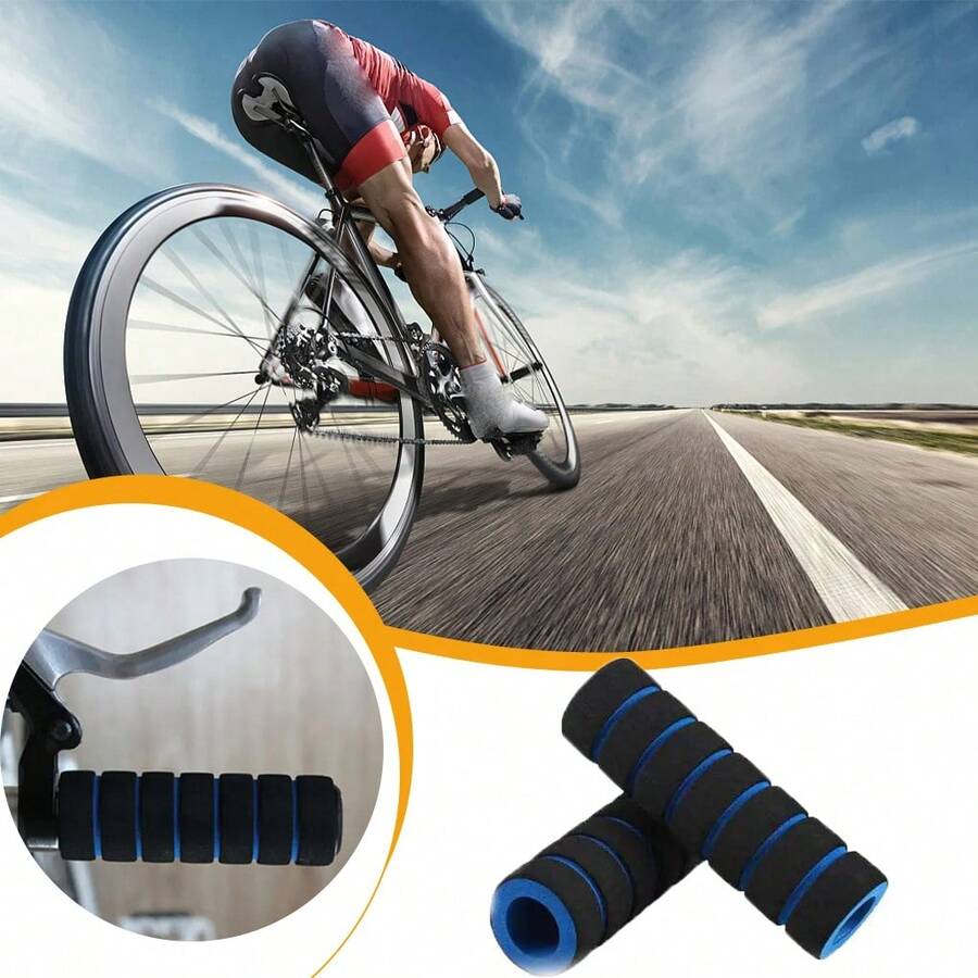 2入組藍色防滑自行車握柄,mtb海綿車把套握柄,吸震柔軟自行車握柄,超輕量化單車把套 - 藍色 - 查看 1