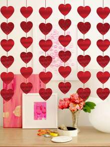 6入組情人節心形花環裝飾,婚禮派對用品,家居裝飾 - 紅色 - 查看 1