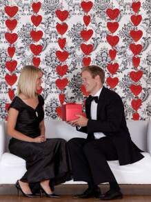 6入組情人節心形花環裝飾,婚禮派對用品,家居裝飾 - 紅色 - 查看 10