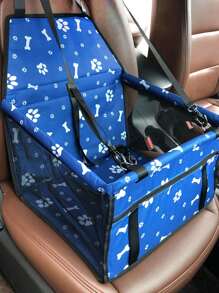 1入寵物車用墊掛袋透氣寵物狗汽車座椅防水狗袋寵物攜帶箱，帶安全帶 - 藍色 - 查看 1