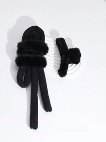 4 件套女士黑色海绵 100 厘米长，无热睡眠造型头发无热卷发，柔软，亲肤，不伤发，大号海滩波浪毛绒发圈，毛绒发夹，适合日常造型和作为礼物，发饰 - 黑色 - 查看 4