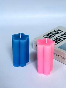 1pc Handmade Petal Shaped Geometric Column Design Diy Aromatherapy Candle Decoration - Yellow - View 4