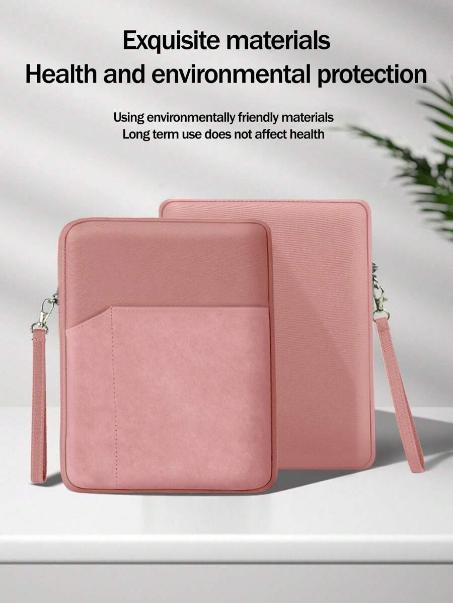 Nylon Material Sheepskin Fabric Handheld Tablet Computer Inner Bag/Tablet Protective Cover, Suitable For 8-11 Inches Ipad/Samsung/Xiaomi/Huawei And Can Store Electronic Accessories Like Phone And More - Pink - View 1