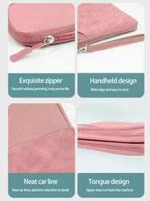 Nylon Material Sheepskin Fabric Handheld Tablet Computer Inner Bag/Tablet Protective Cover, Suitable For 8-11 Inches Ipad/Samsung/Xiaomi/Huawei And Can Store Electronic Accessories Like Phone And More - Pink - View 5