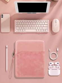 Nylon Material Sheepskin Fabric Handheld Tablet Computer Inner Bag/Tablet Protective Cover, Suitable For 8-11 Inches Ipad/Samsung/Xiaomi/Huawei And Can Store Electronic Accessories Like Phone And More - Pink - View 7