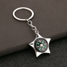 1入組中性銀色鋅合金梨形指南針鑰匙扣 - 銀色 - 查看 1