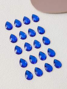 80入組10x14mm水滴形扁底亞克力鑽石手工材料,用於袋子、衣物配件與diy配件 - 寶藍色 - 查看 5