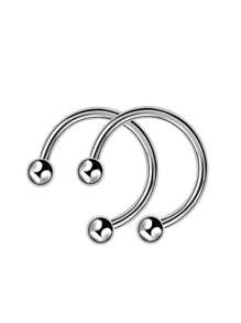 Unisex Stainless Steel Horseshoe Bar Nose Ring, Labret Lip Ring, Ear Stud Piercing Jewelry - Silver - View 4