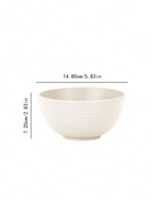 2/6件装白色塑料面碗（5.8英寸*2.8英寸）加厚大碗，防烫防摔，学校用品 - 米色 - 查看 2