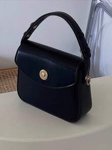 复古红色小方包新款手提包休闲百搭独特高端感包包单肩斜挎女包 - 黑色 - 查看 8