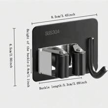 1入牆掛式拖把架,不銹鋼拖把夾,固定扣,掛勾。(圖片顏色稍有偏差,以實際為准) - 灰色 - 查看 2