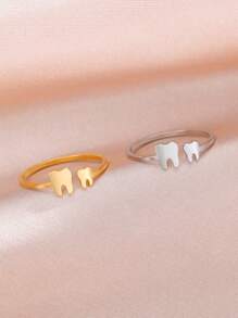 女士不銹鋼可愛牙齒戒指男士戒指時尚牙醫醫生珠寶禮物 - 簡約系列 - 查看 1