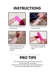 24入組中長梯形閃亮鑽石設計假指甲貼片，含可卸式凝膠和指甲修甲梳，適用於派對、舞會和日常穿著。 - 粉色 - 查看 6