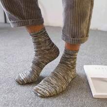 5入組加厚條紋中筒男女通用襪子,復古風格,保暖除臭,適合家居和休閒 - 彩色 - 查看 3