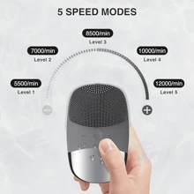 電動矽膠臉部潔面刷臉部擦洗器,5種模式usb可充電ipx7防水去黑頭按摩器,超衛生的高速洗臉刷,深層清潔溫和去角質按摩臉部護理工具,便携式家庭學校用品和旅行用品,粉色 - 粉色 - 查看 4