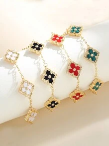 1只雙面雕花時尚鏈條派對手鍊女款 - 鏤空雕花紅色 - 查看 1