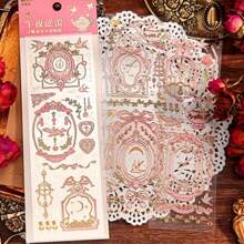 压花铝箔贴纸，月光系列，创意十足且极具吸引力的 Gukka 笔记本装饰贴纸剪贴簿材料艺术拼贴贴纸 1 张卡片，含 3 件 - 彩色 - 查看 1