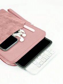 Nylon Material Sheepskin Fabric Handheld Tablet Computer Inner Bag/Tablet Protective Cover, Suitable For 8-11 Inches Ipad/Samsung/Xiaomi/Huawei And Can Store Electronic Accessories Like Phone And More - Pink - View 6