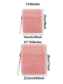 Nylon Material Sheepskin Fabric Handheld Tablet Computer Inner Bag/Tablet Protective Cover, Suitable For 8-11 Inches Ipad/Samsung/Xiaomi/Huawei And Can Store Electronic Accessories Like Phone And More - Pink - View 2