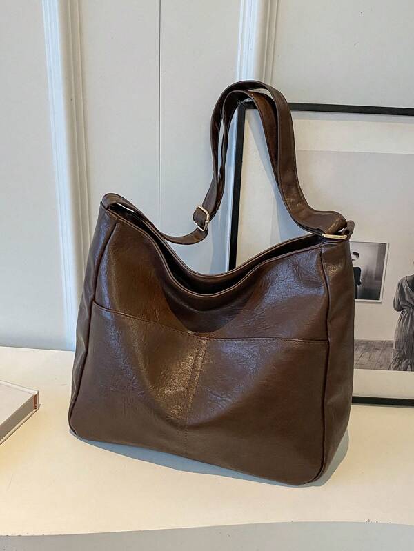 Vintage This Year's Popular Maillard Retro Crossbody Bag With Large Capacity, New Fashionable And Versatile Casual Tote Bag, Travel And Class, Japanese Bag, Eye-Catching Work Bags For Women