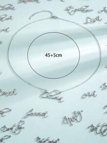 定制項鍊名字首飾項鍊,個性化不鏽鋼激光切割名字項鍊名字稻草書項鍊吊墜項鍊吸引力女士名字假日裝飾禮物女友禮物(只支援英文字母項鍊) - 銀色 - 查看 4