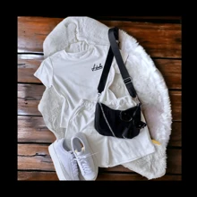 Women's T-Shirt And Shorts Set - White - View 2
