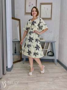 Vestido Midi Evasê Com Marcação na Cintura e Bolso Faca Primavera Verão