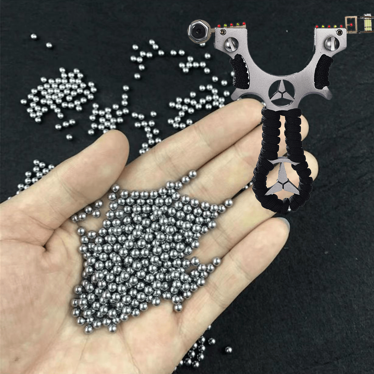 100pcs 5/6mm Stainless Steel Slingshot Hunting Ammo Ball, Slingshot