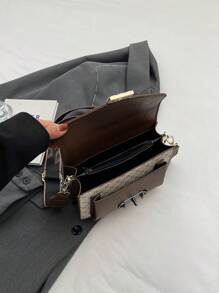 Plaid Presbyopic Small Square Bag As A Gift For Women, Fashionable And Elegant Double-Layer Bag Pu Portable Crossbody Twist Lock, Fashionable And Versatile, Suitable For Women's Daily Travel Use