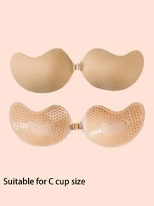 1pc Invisible Breathable Silicone Bra Pad With Nipple Cover And Lift, Adhesive Sticker For Wedding And Party - Apricot - View 1