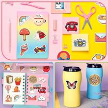 50 件水瓶美學貼紙,適合女孩學生青少年成人的可愛乙烯基防水貼紙,適合剪貼簿、手機、筆記型電腦、行李箱的卡通貼紙包 - 彩色 - 查看 7