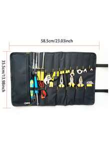 1pc Multipurpose Tool Roll, Electrician Tool Bag, Upgraded Thickened Black Multifunctional Toolkit, Waterproof And Wear-Resistant Carrying Case For House Appliance And Computer Repair, Dual-Layer 600d Oxford Cloth And Multi-Pocket Design - Black - View 2