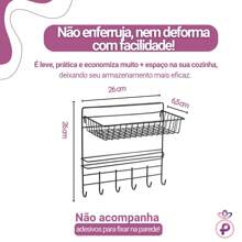 Porta Tempero Condimentos com Rolo de Papel Toalha com 6 ganchos Pendurar Pano de Prato Aramado Multiuso