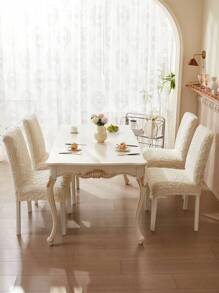 1pc Jacquard Style Thicken Warm Chair Cover, Warm & Soft Solid Color Chair Pad Cover Suitable For Living Room, Kitchen, Dining Room, Bedroom, And Office