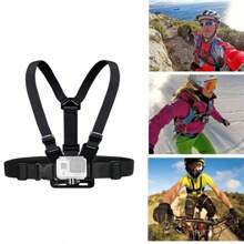 Action Camera Fixed Strap With Chest Belt/Headband/Back Strap/Wrist Strap/Handheld Strap, Compatible With Gopro12/11/10/9/8/7 Action Camera - Black - View 3