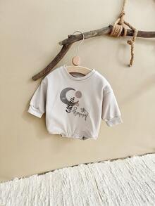 Baby Girl Slogan Graphic Drop Shoulder Bodysuit - Apricot - View 3